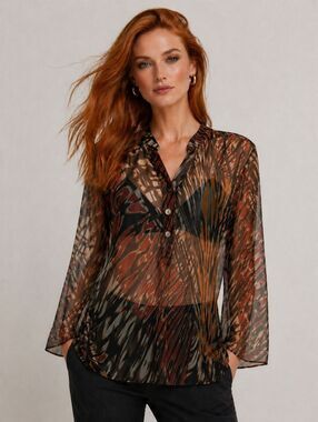 Women's Size M Sheer Butterfly Blouse Fairy Gremlincore USA